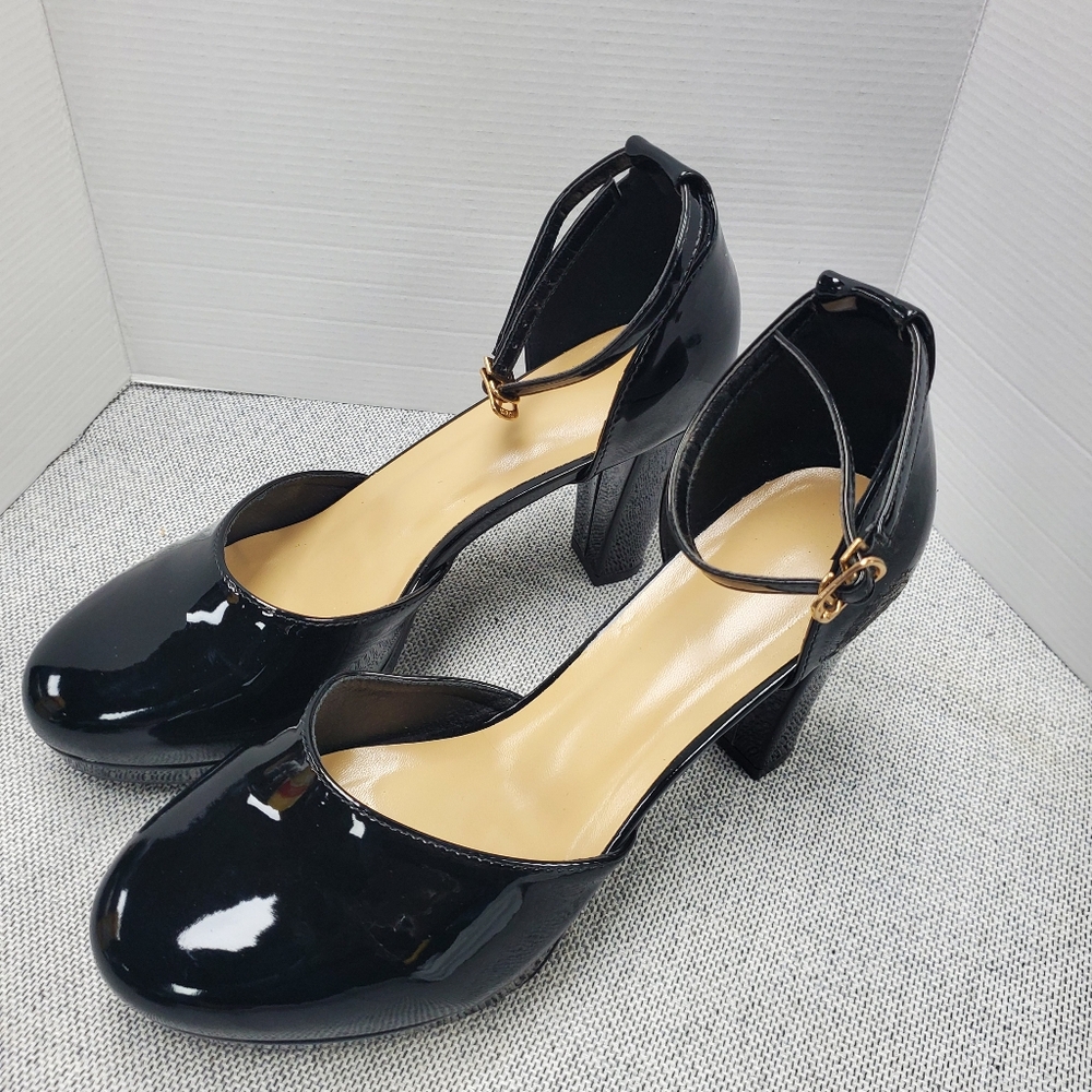 Elegant Black Ankle Strap Heels Size 42 (Approx Size 10-10.5)